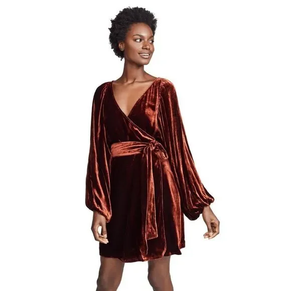 A.L.C Carlo Velvet silk Blend Wrap mini Dress - Picture 4 of 13